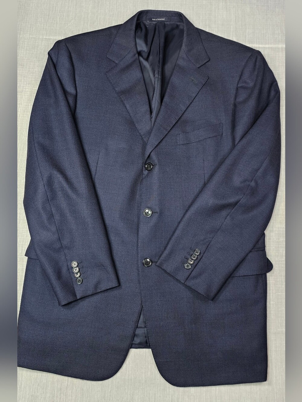 Ermenegildo Zegna Blazer Sport Coat Jacket Men's Size 46R Navy & Black Check